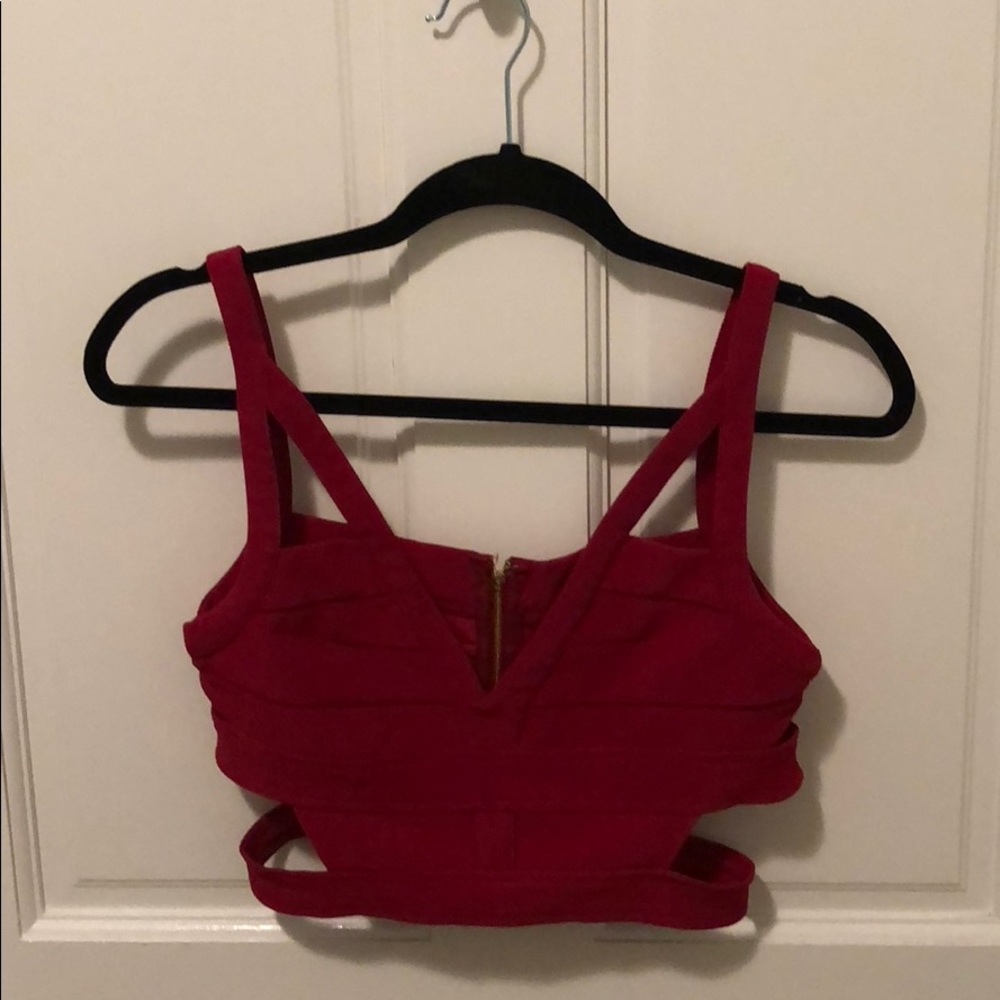 Red cut out crop top