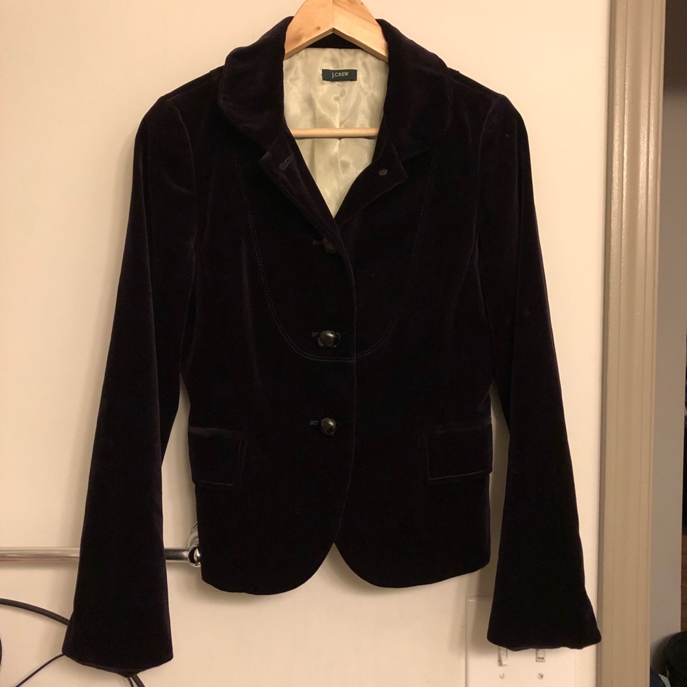 Deep Purple Velvet Blazer Jacket by J Crew