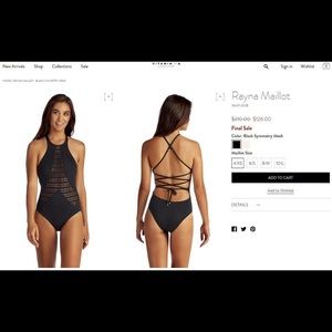 NWT Reyna Maillot Black One Piece Swimsuit