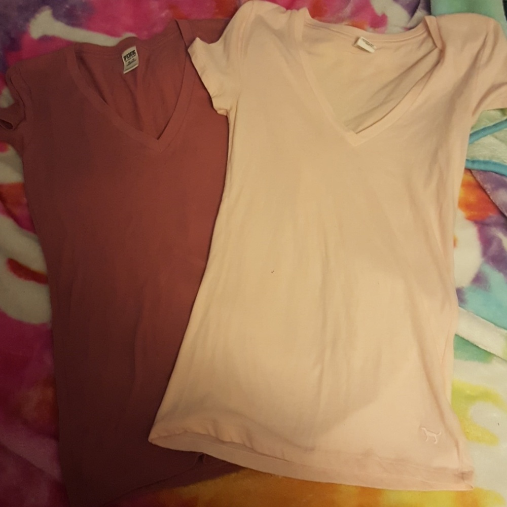 Two pink Victoria's secret pink tops