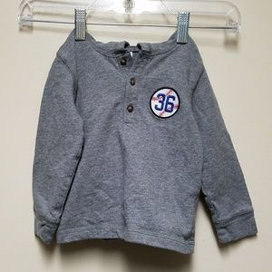 Carter's Grey Hooded Henley Tee w/ Baseball Patch