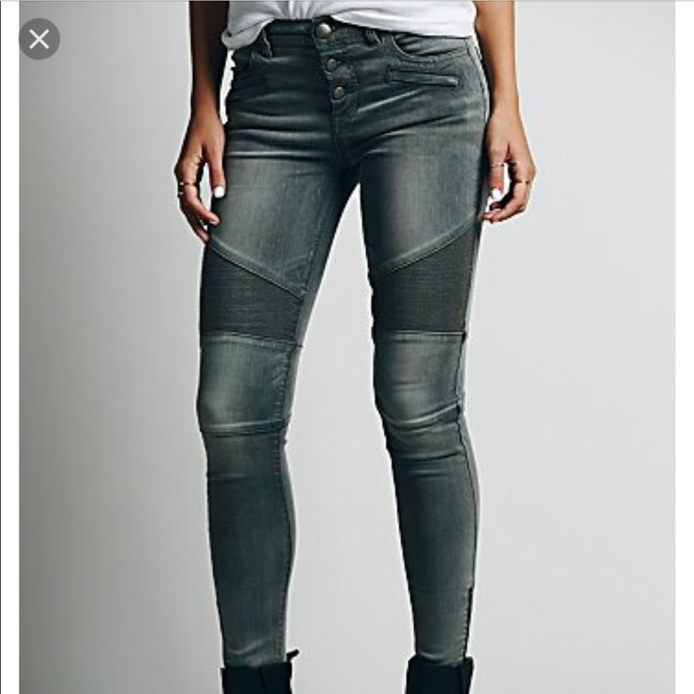 Free People seamed Moto skinny jeans