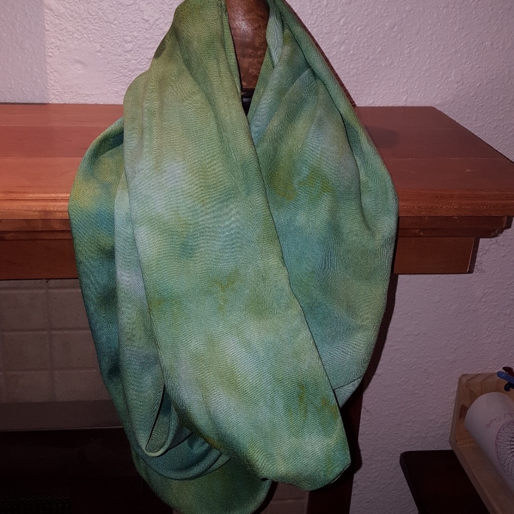 Hand dyed rayon infinity scarf - NWOT