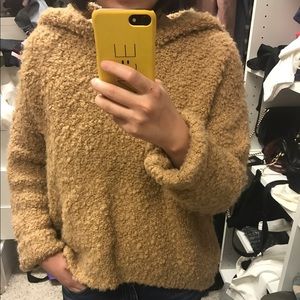 caramel color hoodie from Sandro