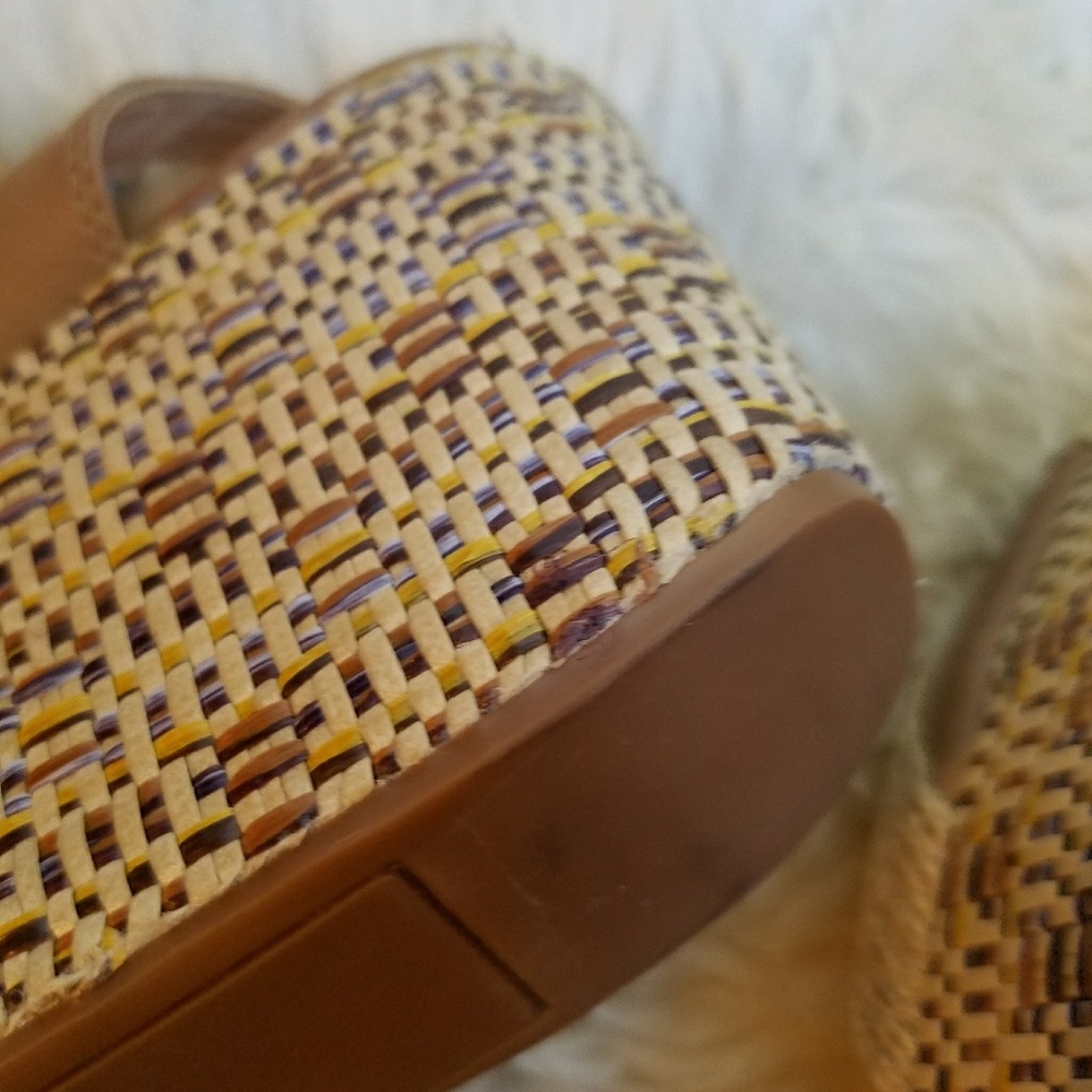 Splendid Straw Accent Open Toe Wedges, 10 - Picture 4 of 8