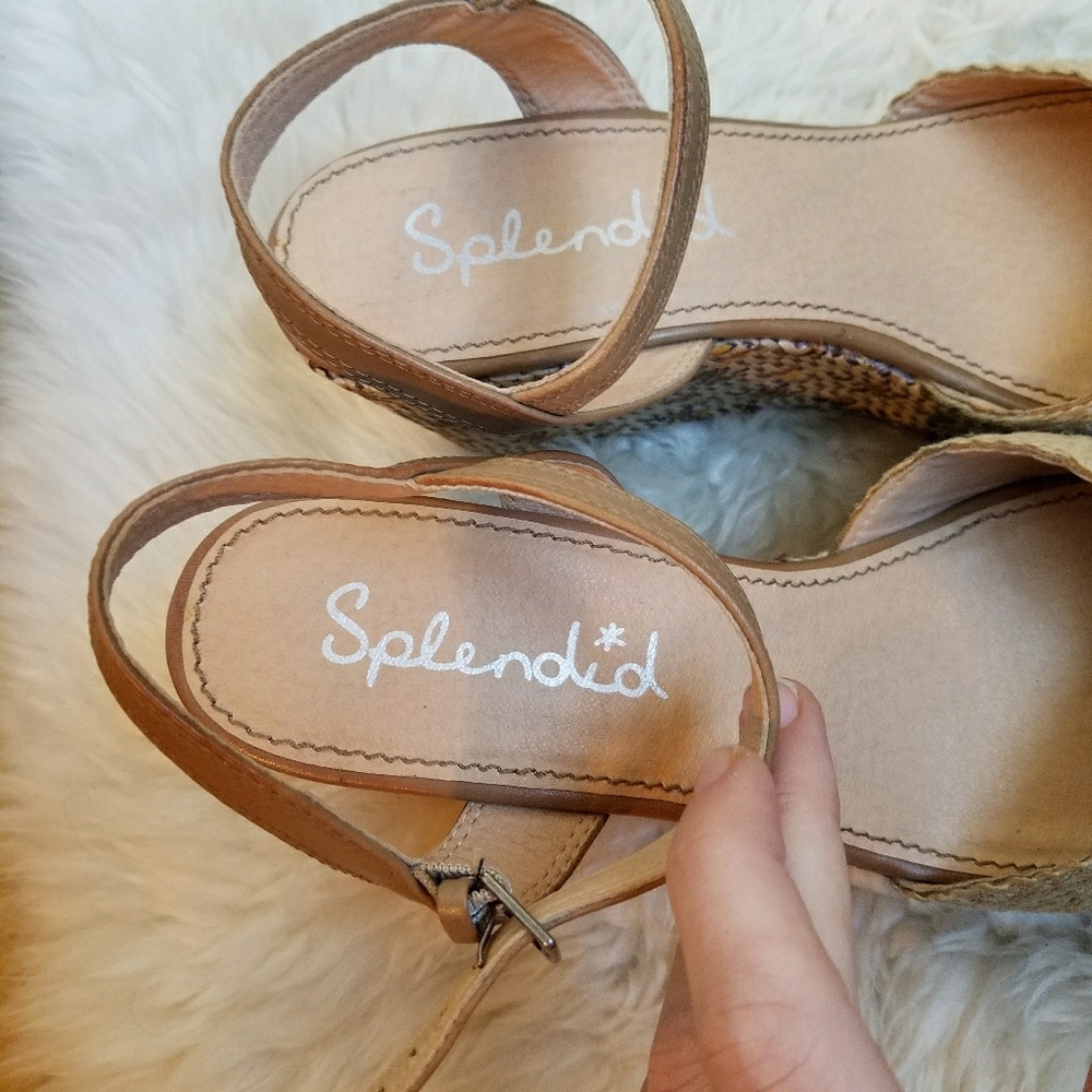 Splendid Straw Accent Open Toe Wedges, 10 - Picture 7 of 8