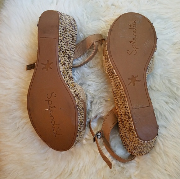 Splendid Straw Accent Open Toe Wedges, 10 - Picture 3 of 8