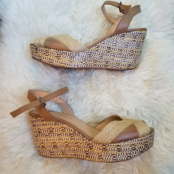 Splendid Straw Accent Open Toe Wedges, 10 - Picture 6 of 8