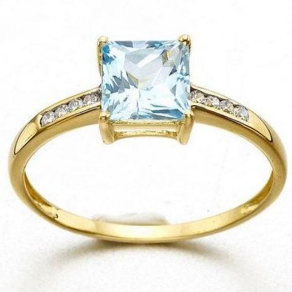 Jewelry - Light Blue CZ Sapphire 10k Yellow Gold Filled Ring