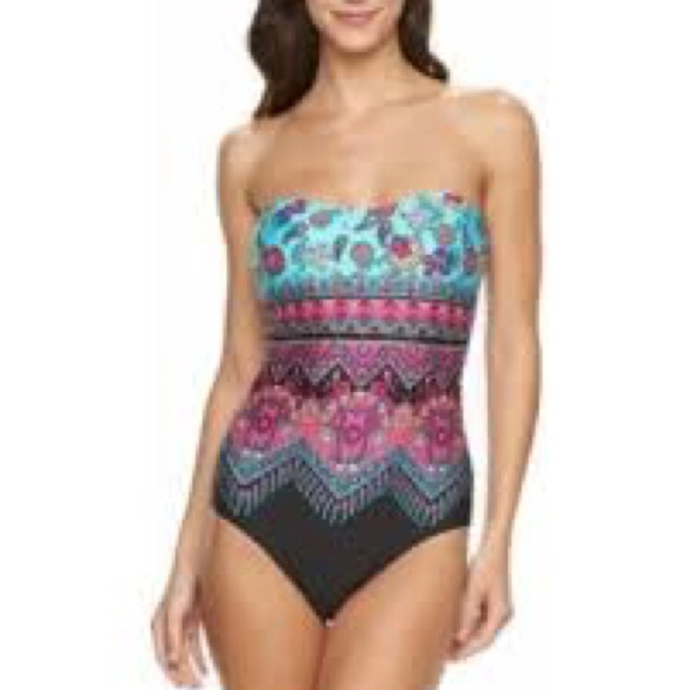 Apt. 9 Paisley Bandeau One Piece Swimsuit M NWT