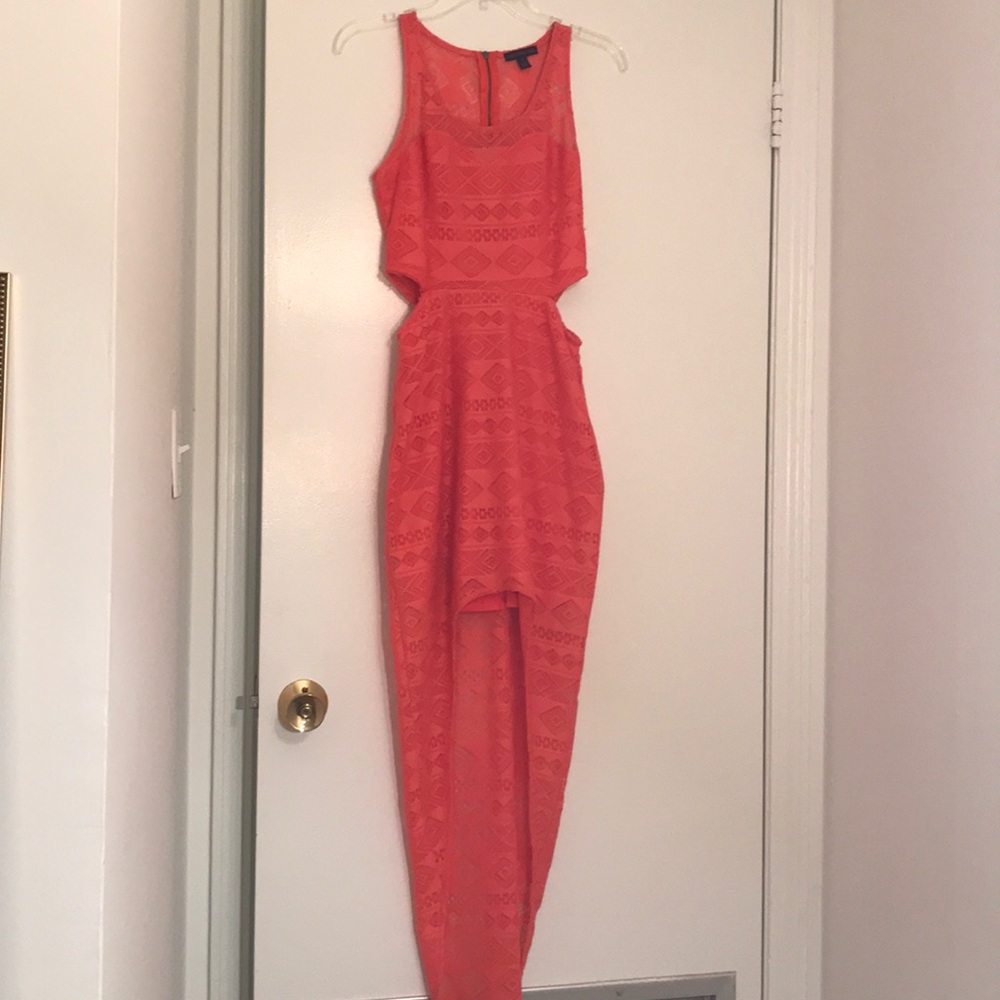 Coral side cutout dress
