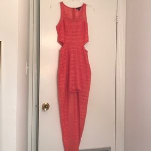 Coral Side Cutout Dress