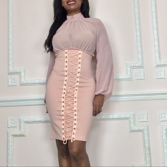 NEW sexy cute sheer top pink dress with lace front - Picture 5 of 5