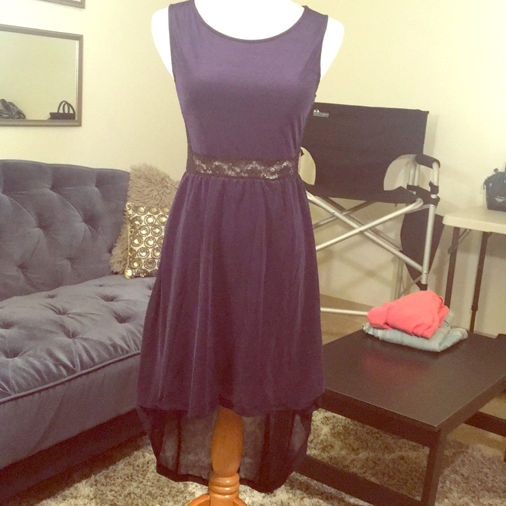 Navy high low cocktail dress