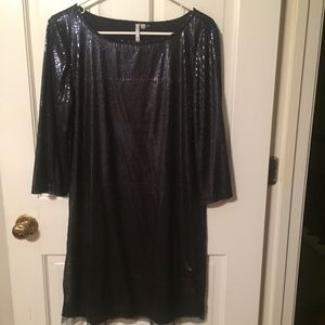 Michael Stars Navy Sequined Sheath Dress