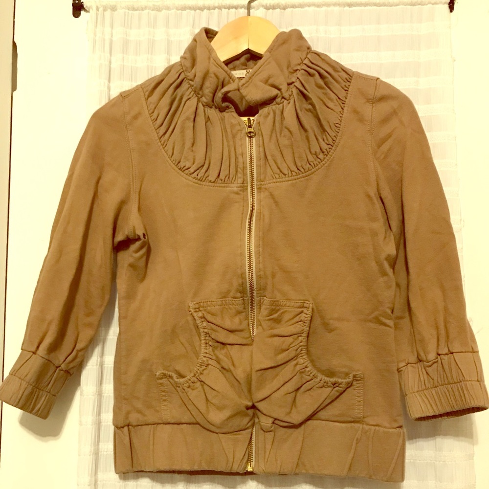 Mike & Chris zip-up 3/4 sleeve crop jacket, brown