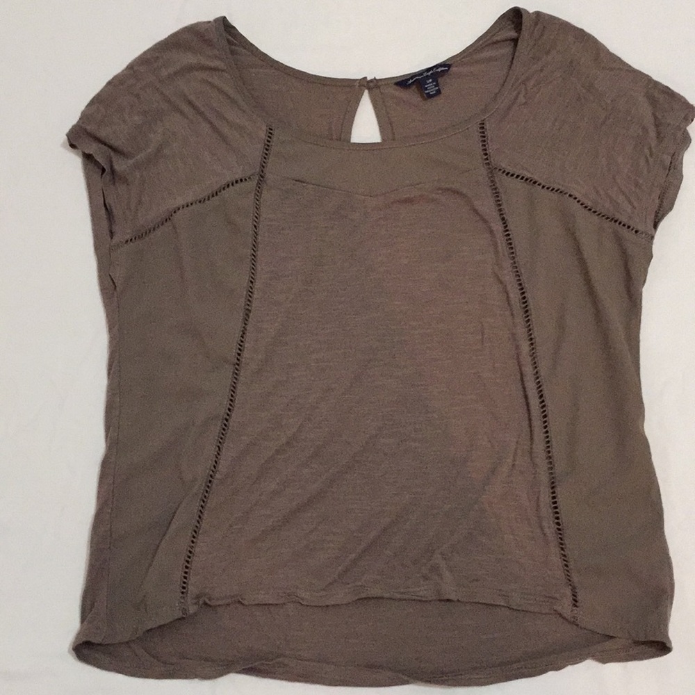 Brown two toned fabric detailed shirt