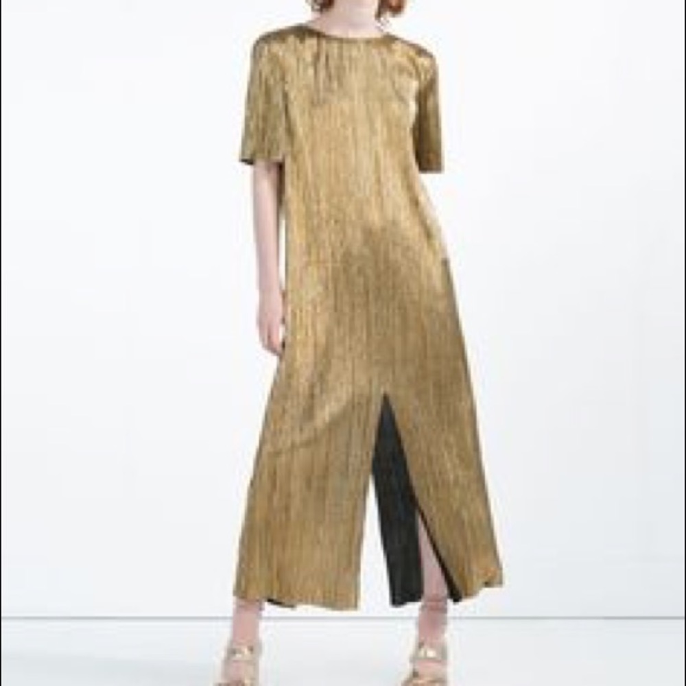 Zara metallic gold plated dress