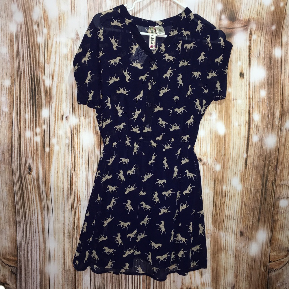 NWT navy blue with horses dress