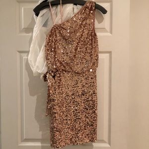 Aidan Mattox gold sequin dress