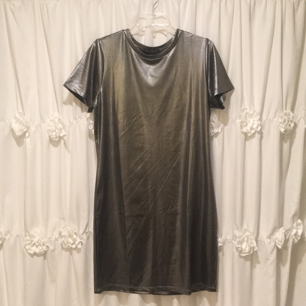 Forever21 Silver Metallic Mini-Dress