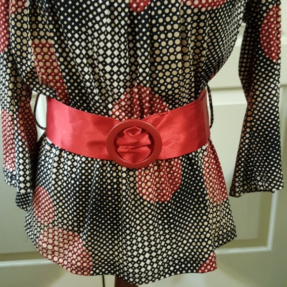 Cato 3/4 Length Sleeve Blouse w/Belt. Size Small - Picture 3 of 8