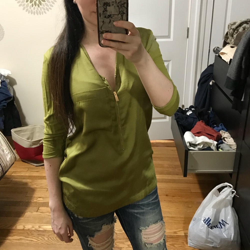 Vince camuto silk quarter sleeve top