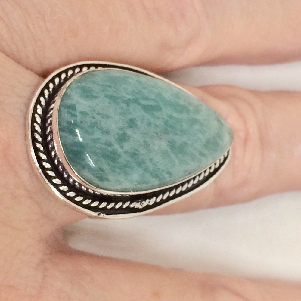 🏵💎AMAZONITE SIZE7.5 RING - Picture 4 of 8