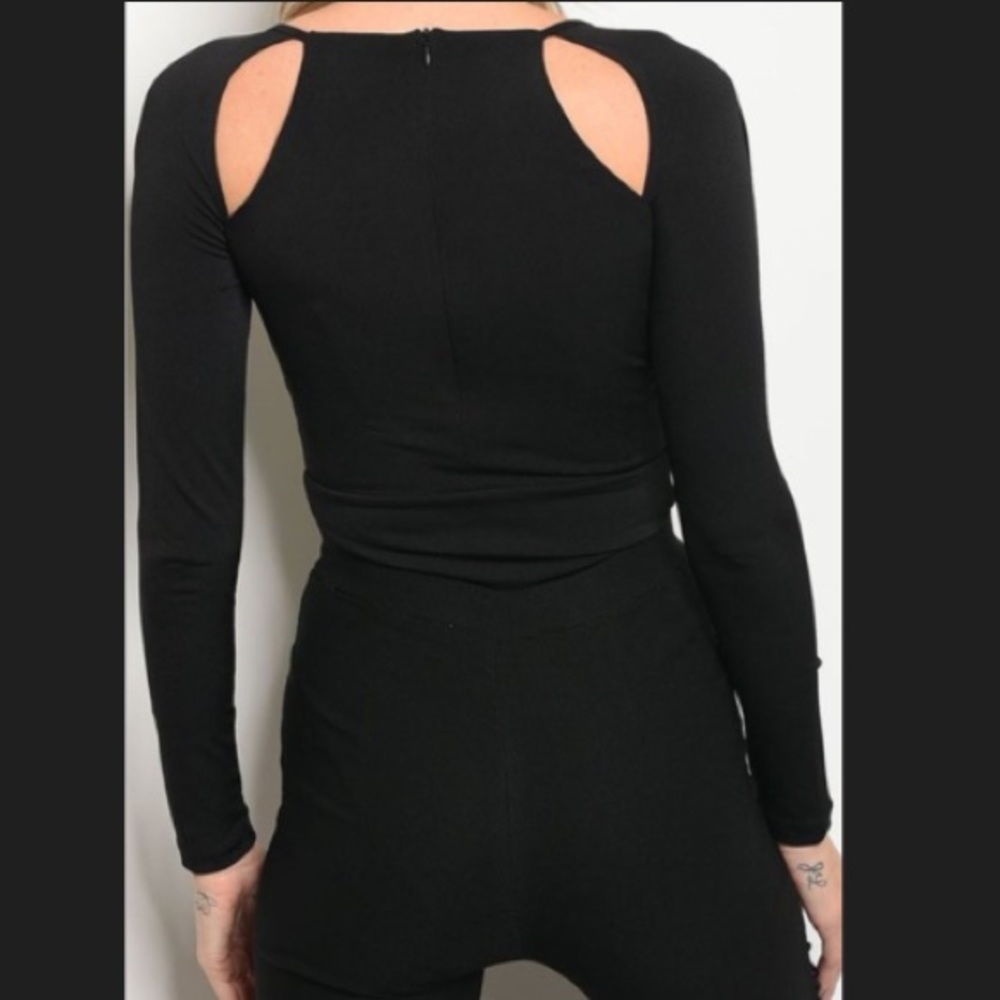 Long sleeve black strappy bodysuit - Picture 2 of 3