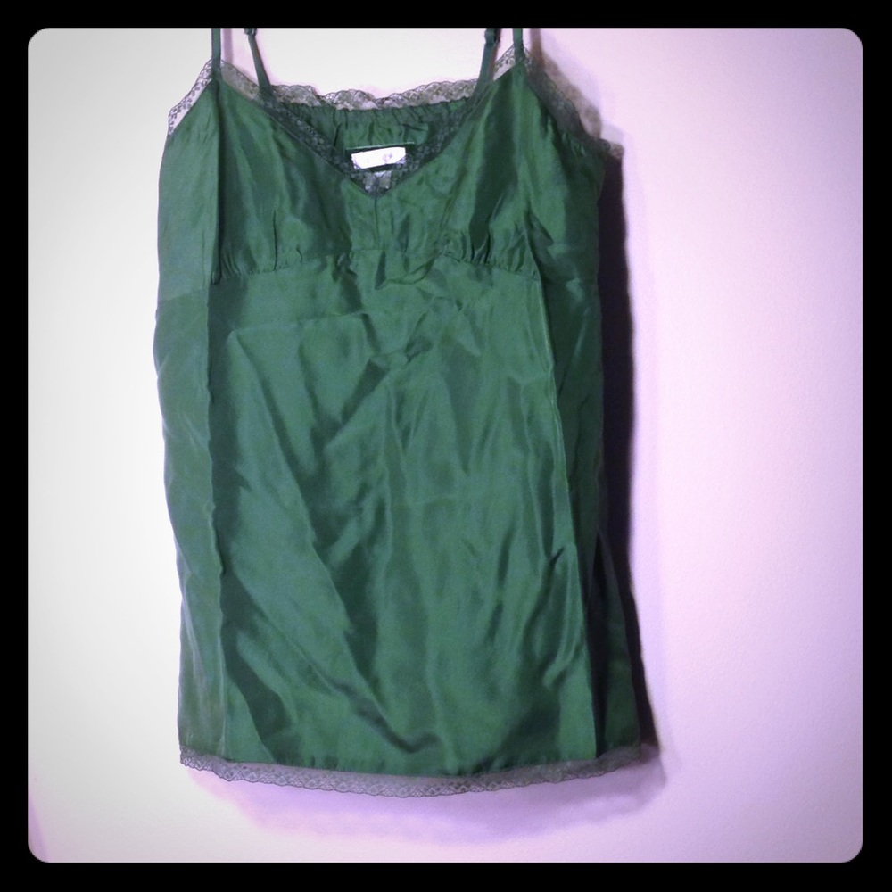 Forest green silk camisole