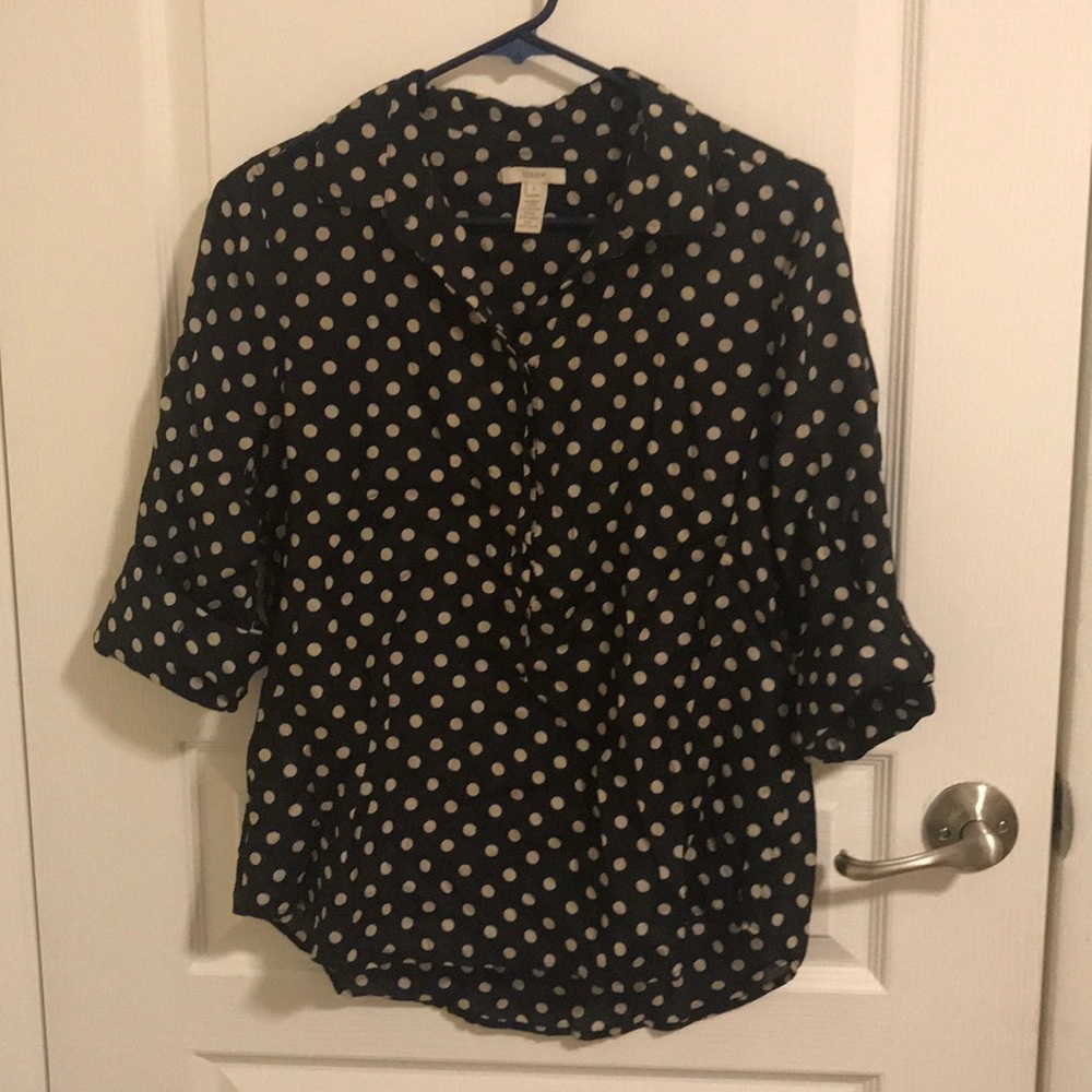 J crew Polka Dot Shirt Blouse Top 6