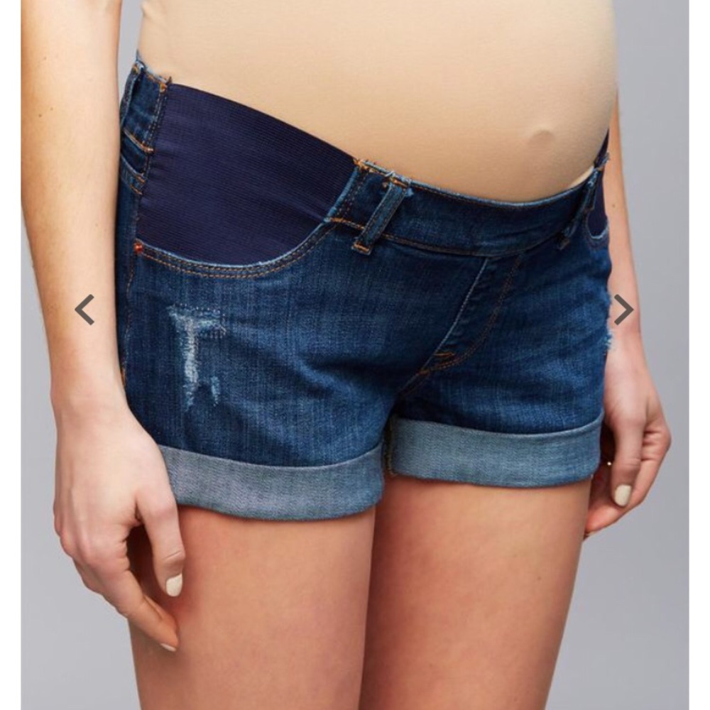 DL1961 maternity side panel roll hem jean shorts
