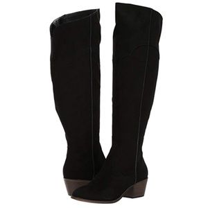 NWOT Vegan suede wide calf knee riding boots