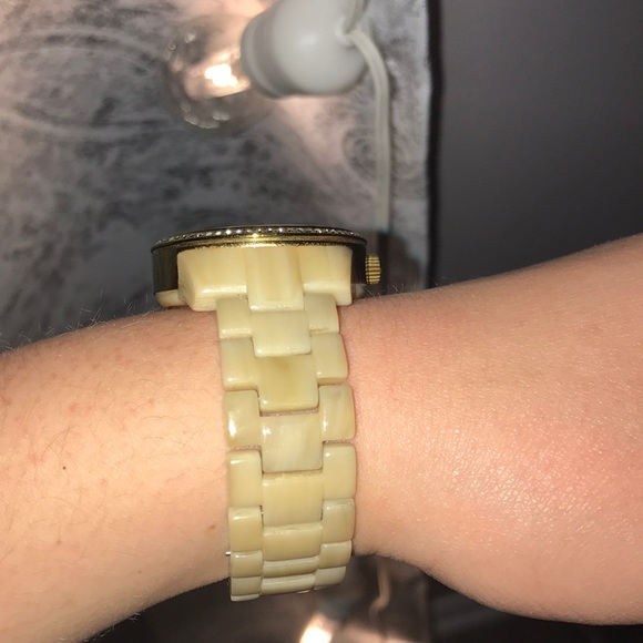 Michael Kors Rhinestone Face Watch in Bone - Picture 2 of 3