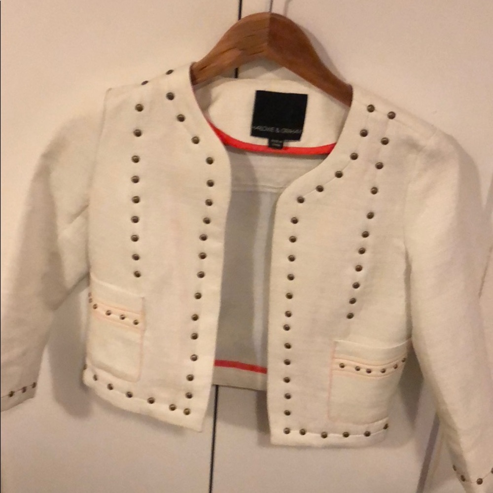Cream cropped jacket w/ brass embellishments