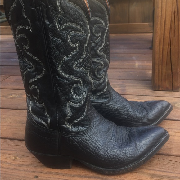 Black leather cowboy boots - Picture 2 of 10
