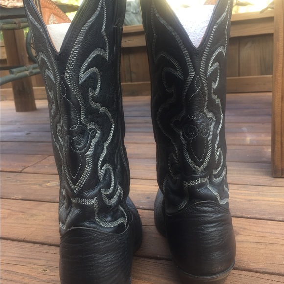 Black leather cowboy boots - Picture 3 of 10