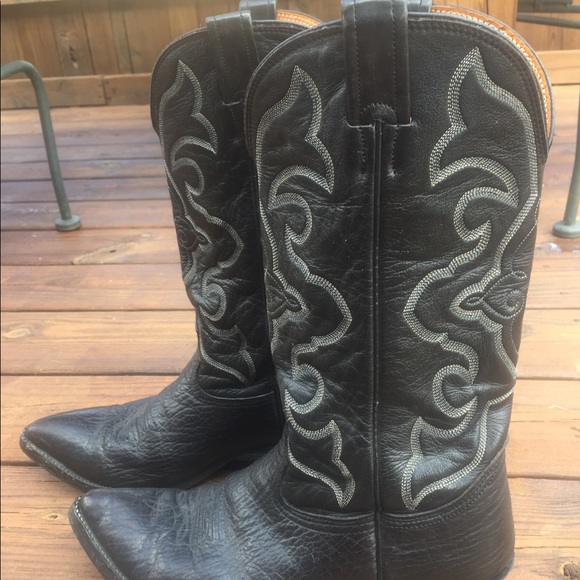Black leather cowboy boots - Picture 4 of 10