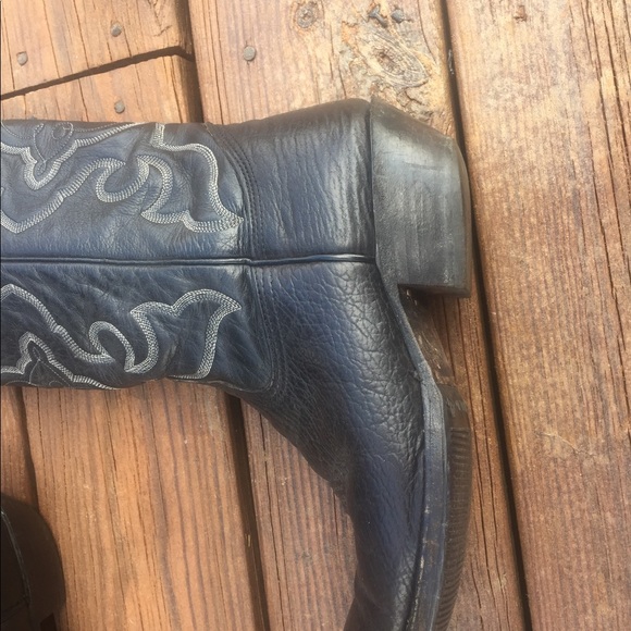 Black leather cowboy boots - Picture 5 of 10