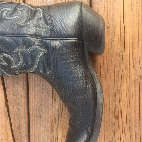 Black leather cowboy boots - Picture 7 of 10