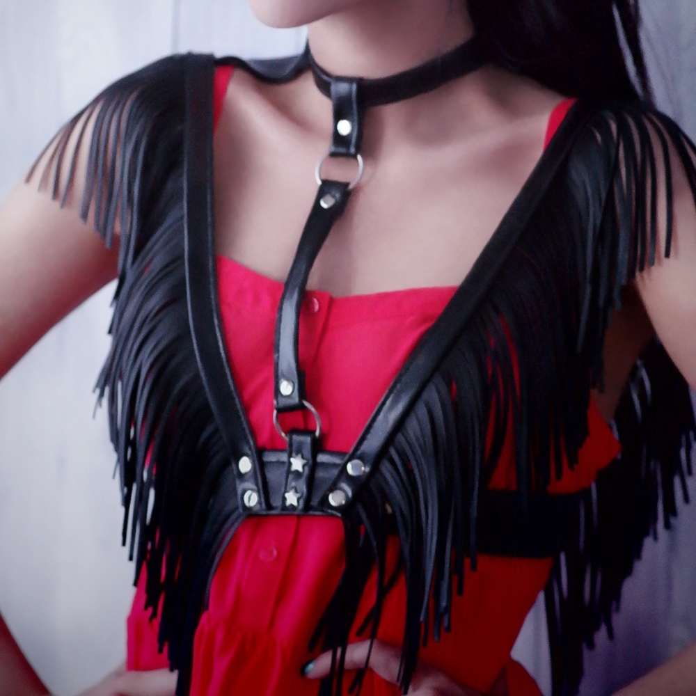 Black Fringe Fashion Woman Harness