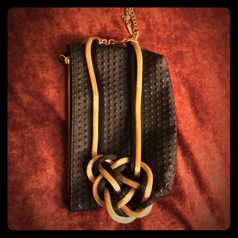 Mika Black & Gold Tied rope mesh necklace
