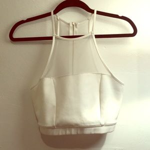 Forever 21 White Zip-Back Crop Top