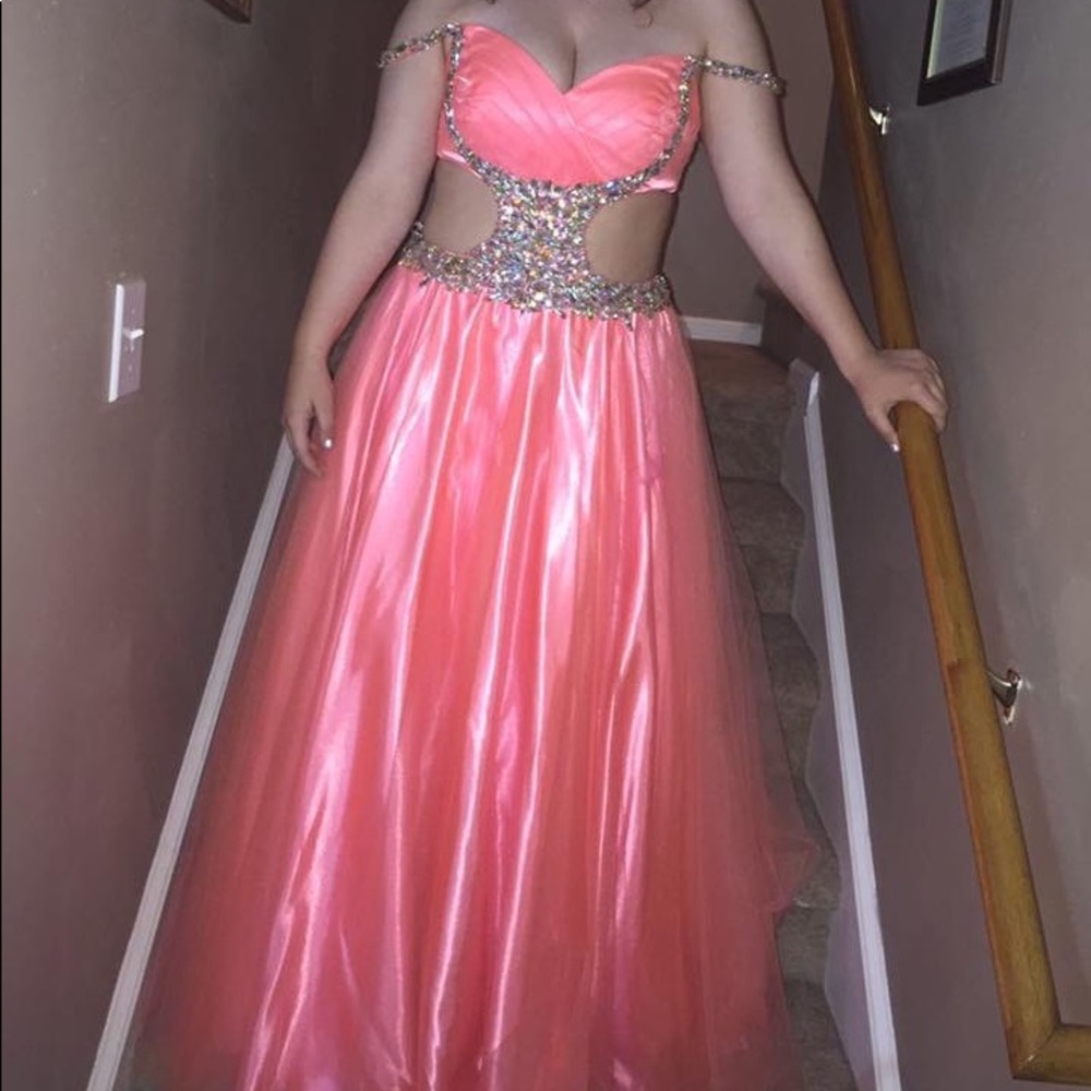 pink/coral colored prom dress