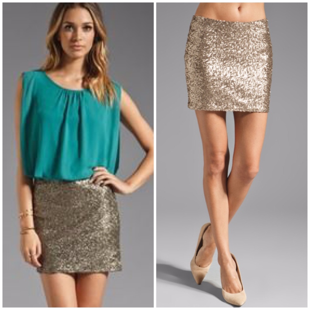 MM Couture by Miss Me Gold Sequin Mini Skirt