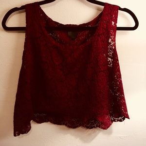 Red Lacey Crop Top