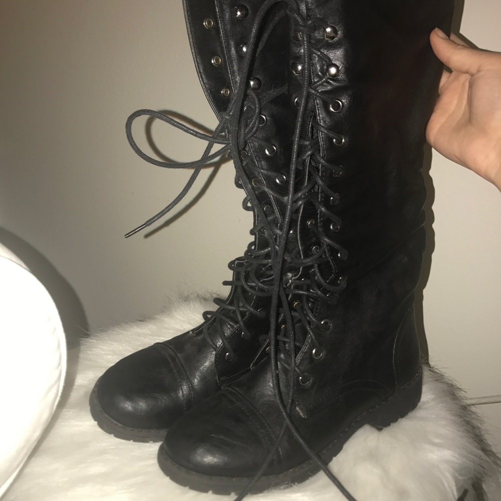 Black lace up boots