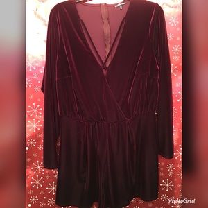 SEXY MAROON VELVET ROMPER