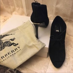 Burberry Suede Peep Toes