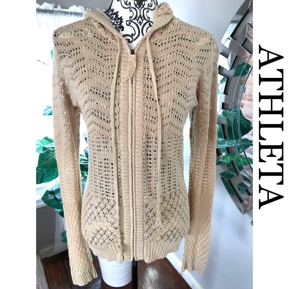Athleta women zip up knit hoodie